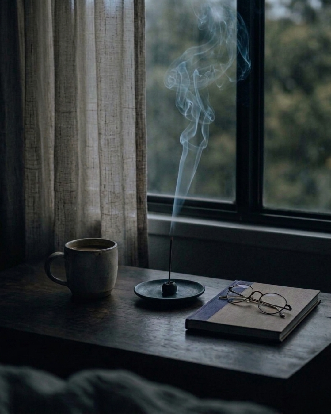 Lighting the incense